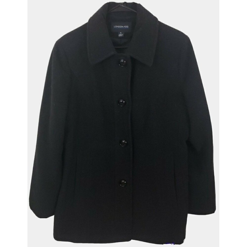 London Fog ~Woman XL~ Charcoal Gray Lana Blend Winter Car Coat Single Breasted.